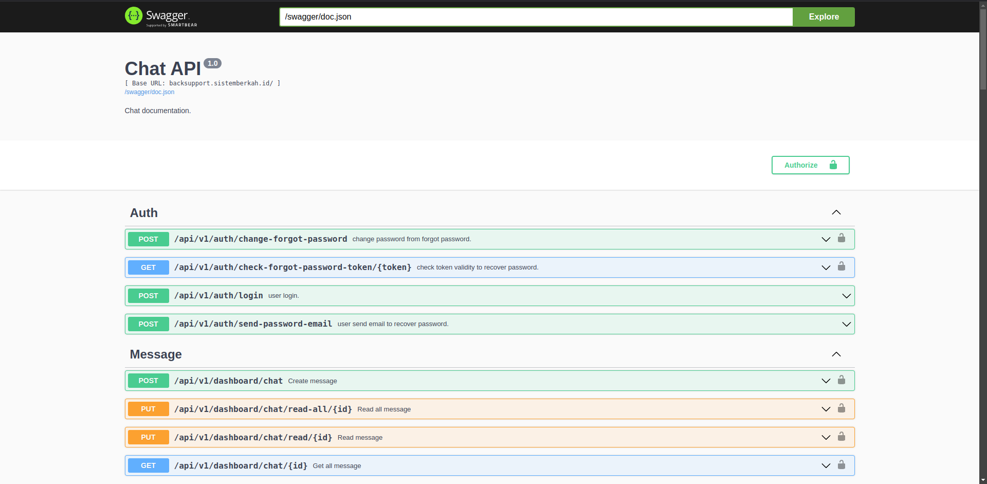 Backend Chat Sistem Berkah